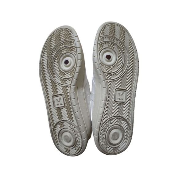 Veja V-12 White Leather Sneakers Size Women's 8 Lace Up - Picture 8 of 11